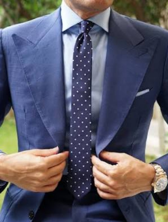 Vintage Other - Vintage Beau Brummell Blue Skinny Polka Dot Tie
